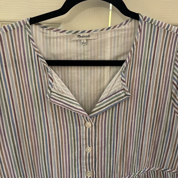 Stripped Madewell mini dress with button front. Size large. Great condition. - Picture 6 of 6